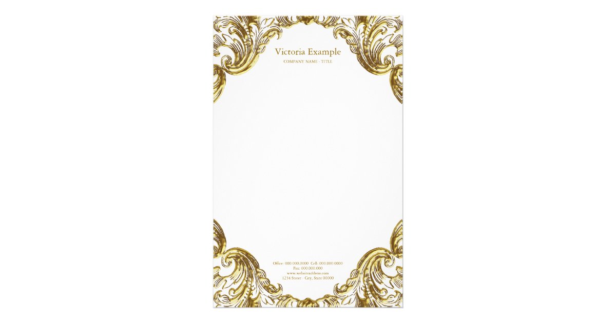 elegant fancy gold swirl stationery zazzle com
