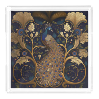 Elegant Fancy Peacock Acrylic Tray