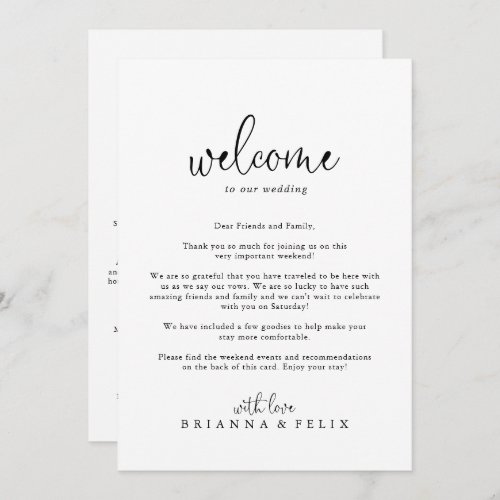 Elegant Fancy Script Wedding Welcome Letter