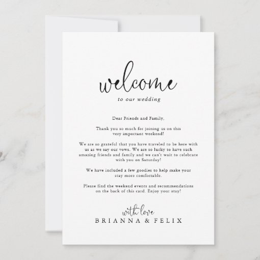 Elegant Fancy Script Wedding Welcome Letter | Zazzle