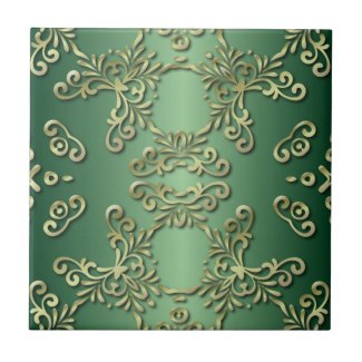 Elegant Fancy Victorian Ornate Gold Green Emerald