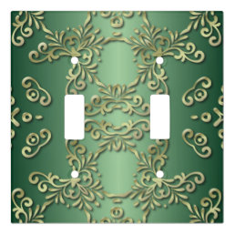 Elegant Fancy Victorian Ornate Gold Green Emerald Light Switch Cover