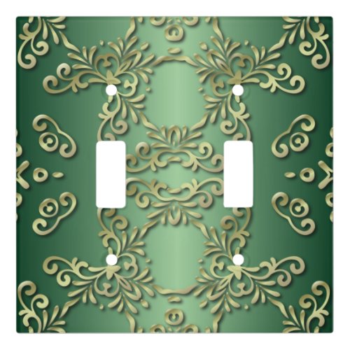 Elegant Fancy Victorian Ornate Gold Green Emerald Light Switch Cover