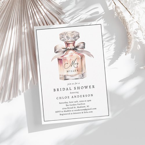 Elegant Fancy Watercolor Perfume Bridal Shower Invitation