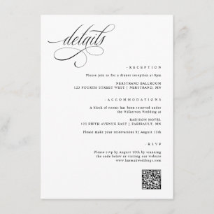 Elegant Fancy Wedding Details Enclosure Card