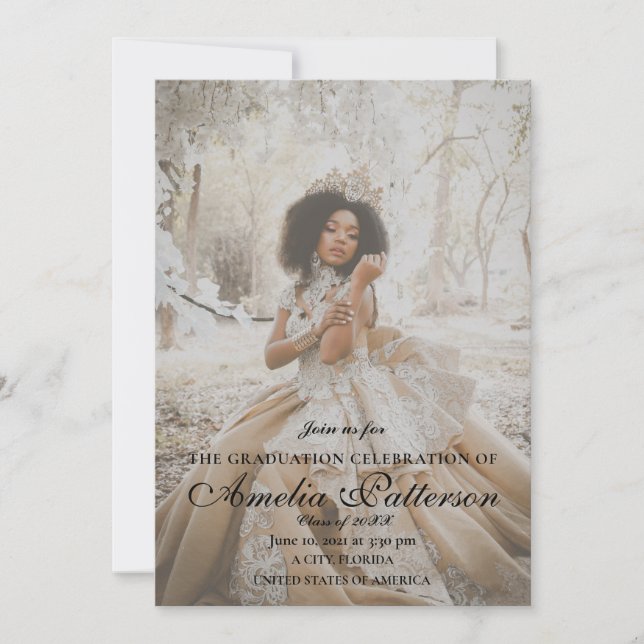 Elegant Fancy with Photo Graduation Celebration In Invitation (Front)