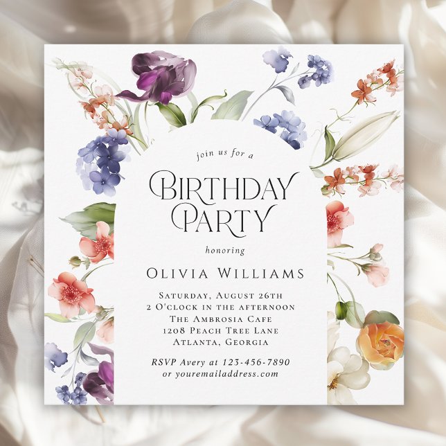 Elegant Fantasy Floral Birthday Party Invitation (Creator Uploaded)