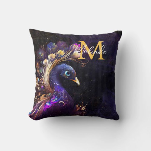 Elegant Fantasy Peacock Throw Pillow