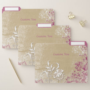Elegant Fantasy White & Purple Flower Vine File Folder
