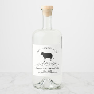Elegant Farm Cow Silhouette Liquor Bottle Label