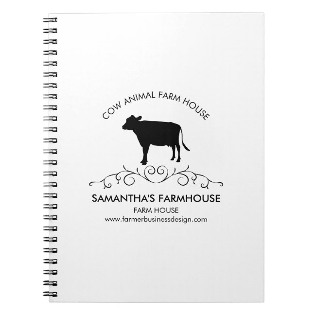 Elegant Farm Cow Silhouette Notebook
