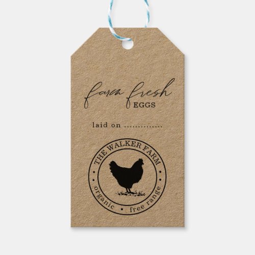 Elegant Farm Fresh Egg Carton Tag