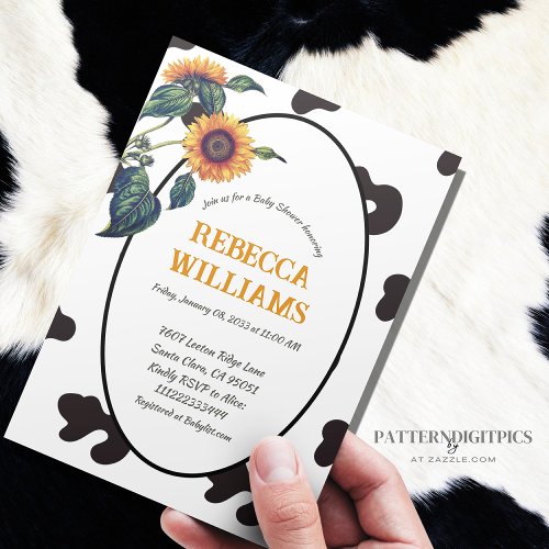 Elegant Farm Sunflower Floral Baby Shower Invitation