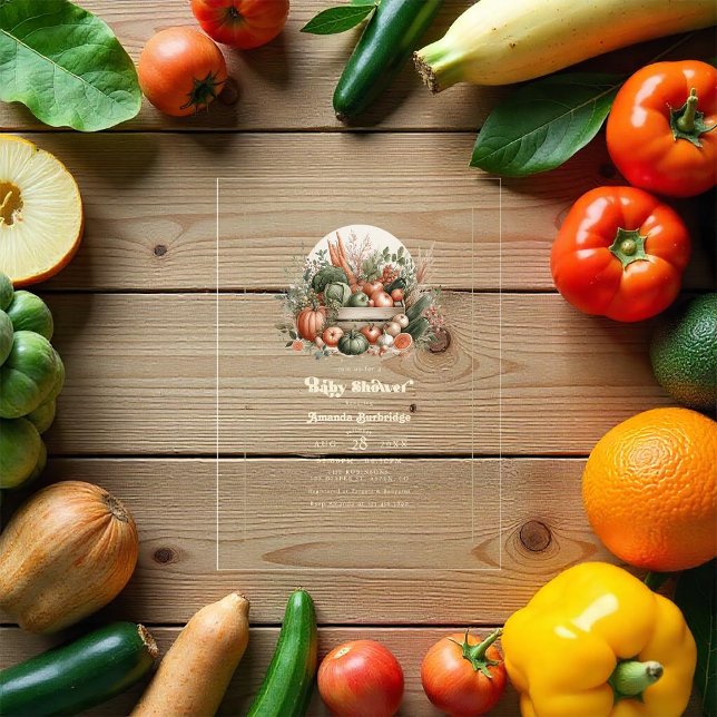 Elegant Farmers Market Baby Shower Acrylic Invitations (Elegant Farmers Market Baby Shower Acrylic Invitations)