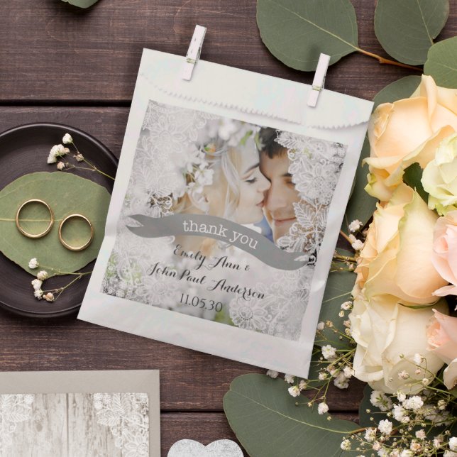 Elegant Farmhouse Lace Thank You Favor Bag (Creator Uploaded)