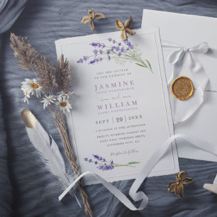 Elegant Farmhouse Lavender Rustic Modern Wedding Invitation
