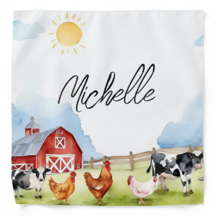 Elegant Farmhouse Red Barnyard Farm Animal  Custom Bandana