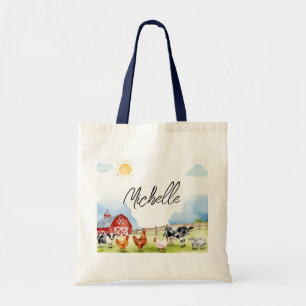 Elegant Farmhouse Red Barnyard Farm Animal Custom Tote Bag