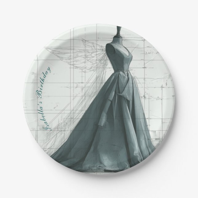 Elegant Fashion Birthday Paper Plates – Perfume  (Front)