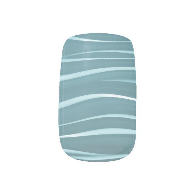 Elegant Fashion Blue Teal Stripes Fingernail Fun Minx Nail Art (Left Thumb)