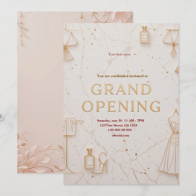Elegant Fashion Boutique Grand Opening Invitation  (Front/Back)