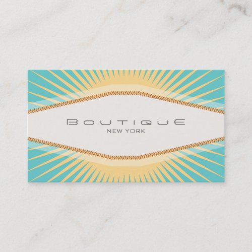 Chic Boutique Turquoise and Yellow Retro Business Card Template