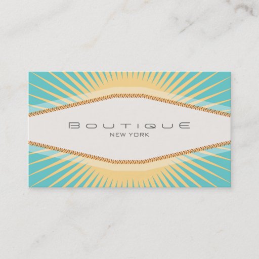 Customizable Chic Boutique Turquoise and Yellow Retro Business Card Template