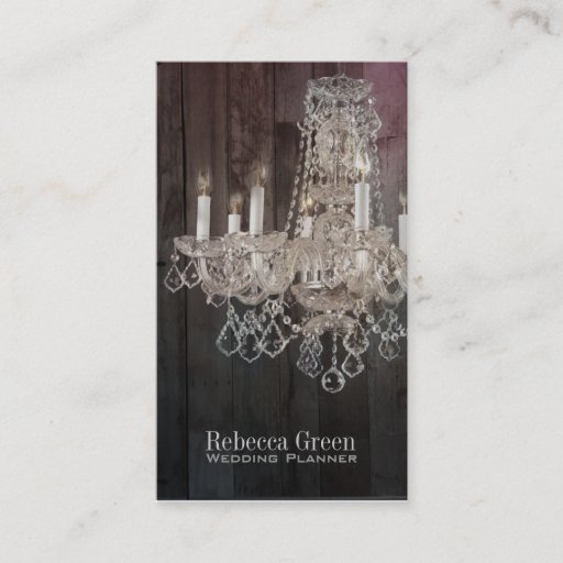 Customizable vintage barnwood purple chandelier fashion business card template