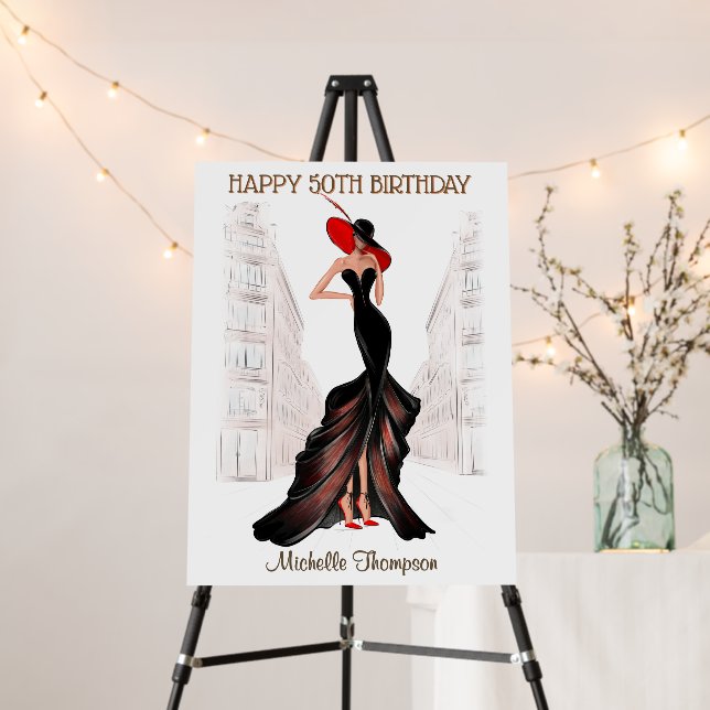 Elegant Fashion Chic 50th Birthday  Foam Board (In Situ (Stand))