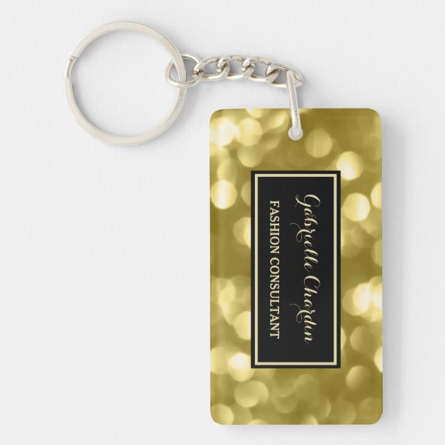 Elegant Fashion Consultant Glamorous Gold Bokeh Keychain (Front)
