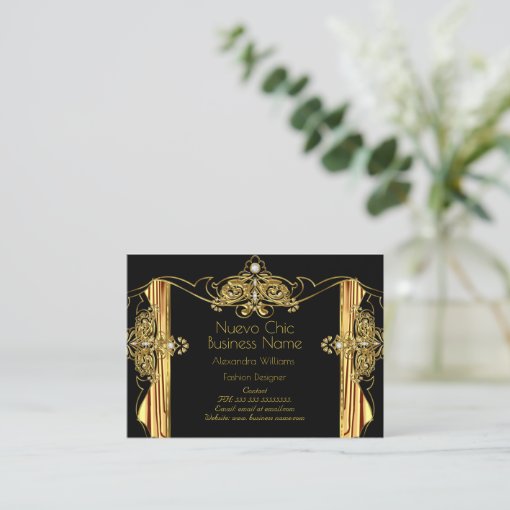 Elegant Fashion Designer Gold Black Drapes Business Card Zazzle