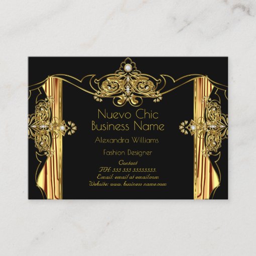 Elegant Fashion Designer Gold Black Drapes Business Card Zazzle