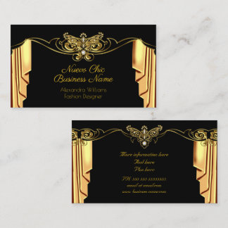 Elegant Fashion Gold Black Drapes Diamonds Business Card