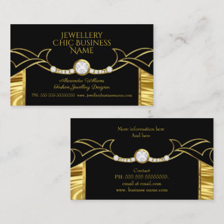 Elegant Fashion Jewellery Designer Gold and Black Business Card