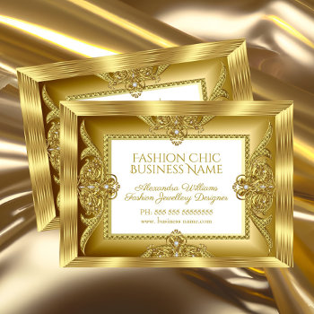 Elegant Fashion Jewellery Designer Gold Gems Business Card by Zizzago at Zazzle