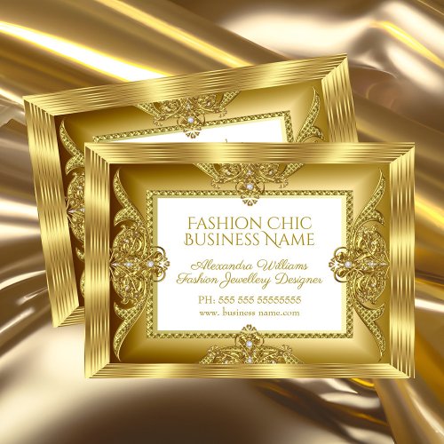Elegant Fashion Jewellery Designer Gold Gems Business Card