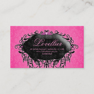 Elegant Fashion Jewelry Pink Black Damask Business Card