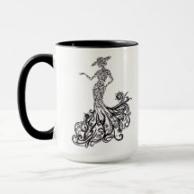 Elegant Fashion Lady Silhouette Line Art Two-Tone