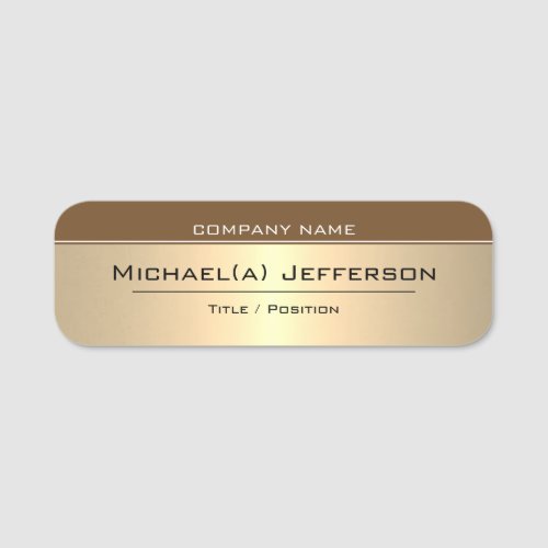 Elegant Fashion Style Brown  Luxury Gold Metallic Name Tag