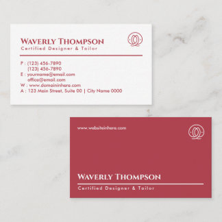 Elegant Fashion Tailor Designer Red Pink White Business Card