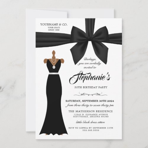 Elegant Fashion Tiffany Birthday Invitation Black