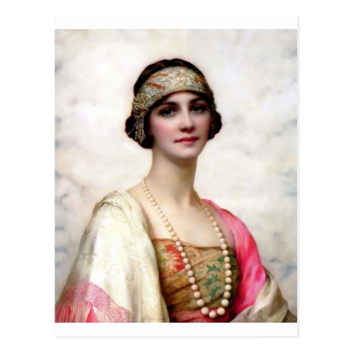 Elegant Fashion Woman painting Postcard | Zazzle