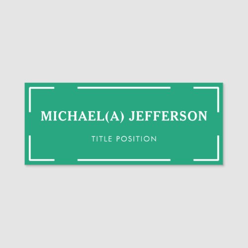 Elegant Fashionable Jade Green White Professional Name Tag