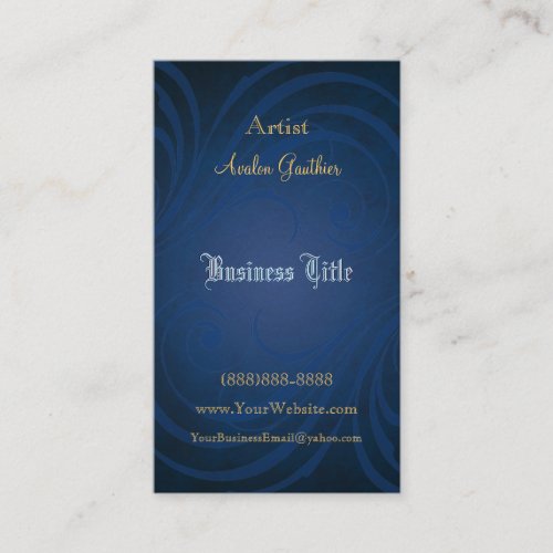 Elegant Fashionista Blue Swirl Business Cards