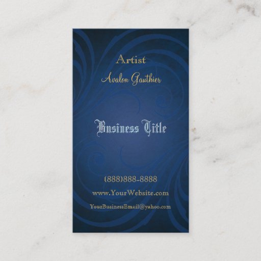 Customizable Elegant Fashionista Blue Swirl Business Cards