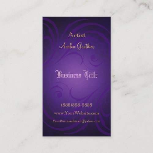 Elegant Fashionista Purple Swirl Business Cards
