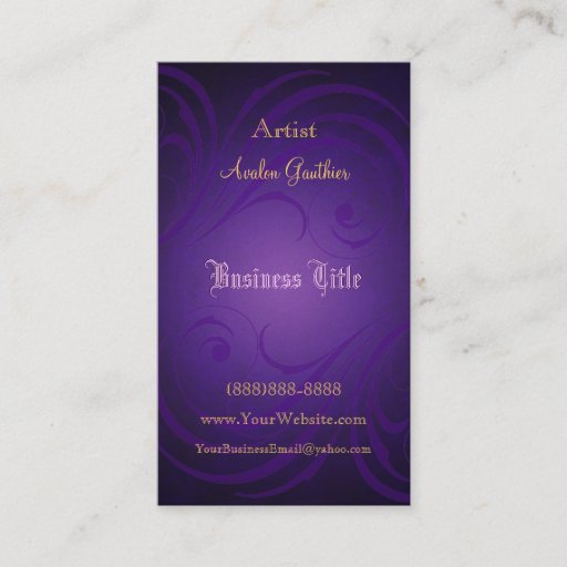 Customizable Elegant Fashionista Purple Swirl Business Cards