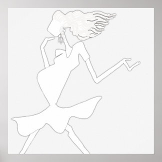 Elegant Fashionista Woman DIY Coloring Page Poster