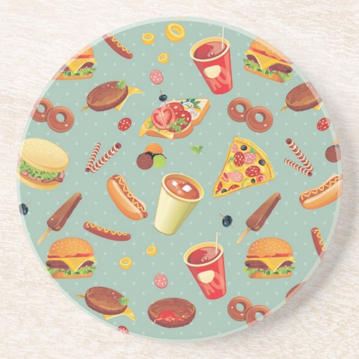 Elegant Fast Food Pattern Drink Coasters