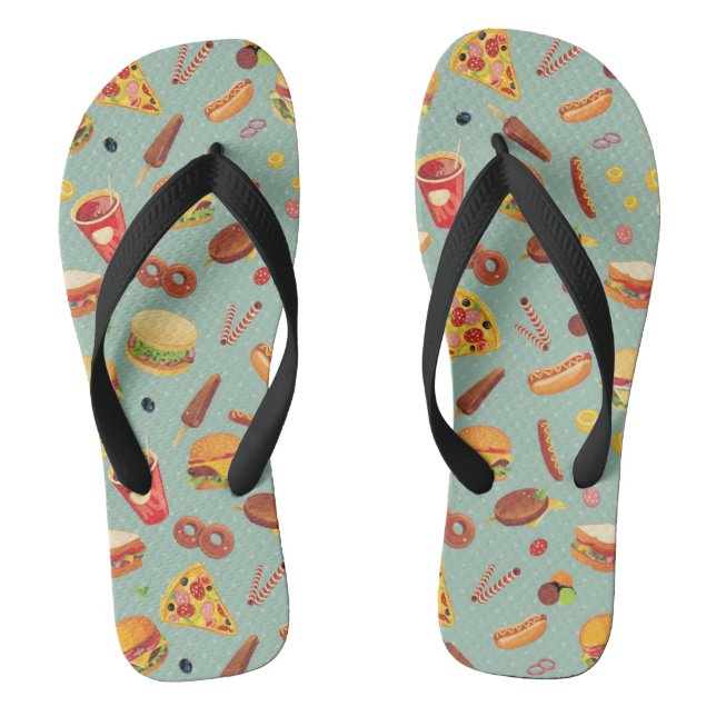 Elegant Fast Food Pattern Flip Flops (Footbed)